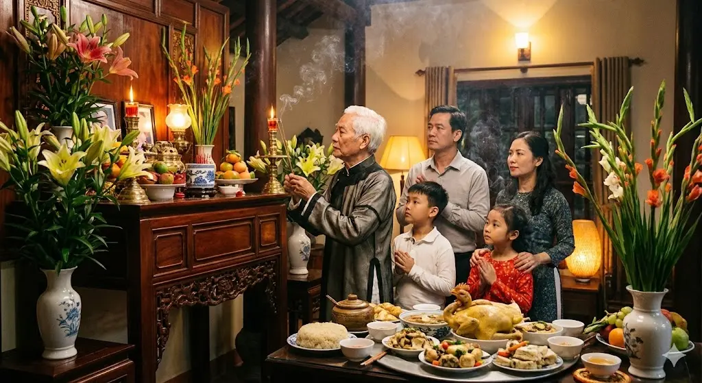 Một bài cúng Giao thừa trong nhà, gói ghém trọn vẹn tình thân và lòng biết ơn