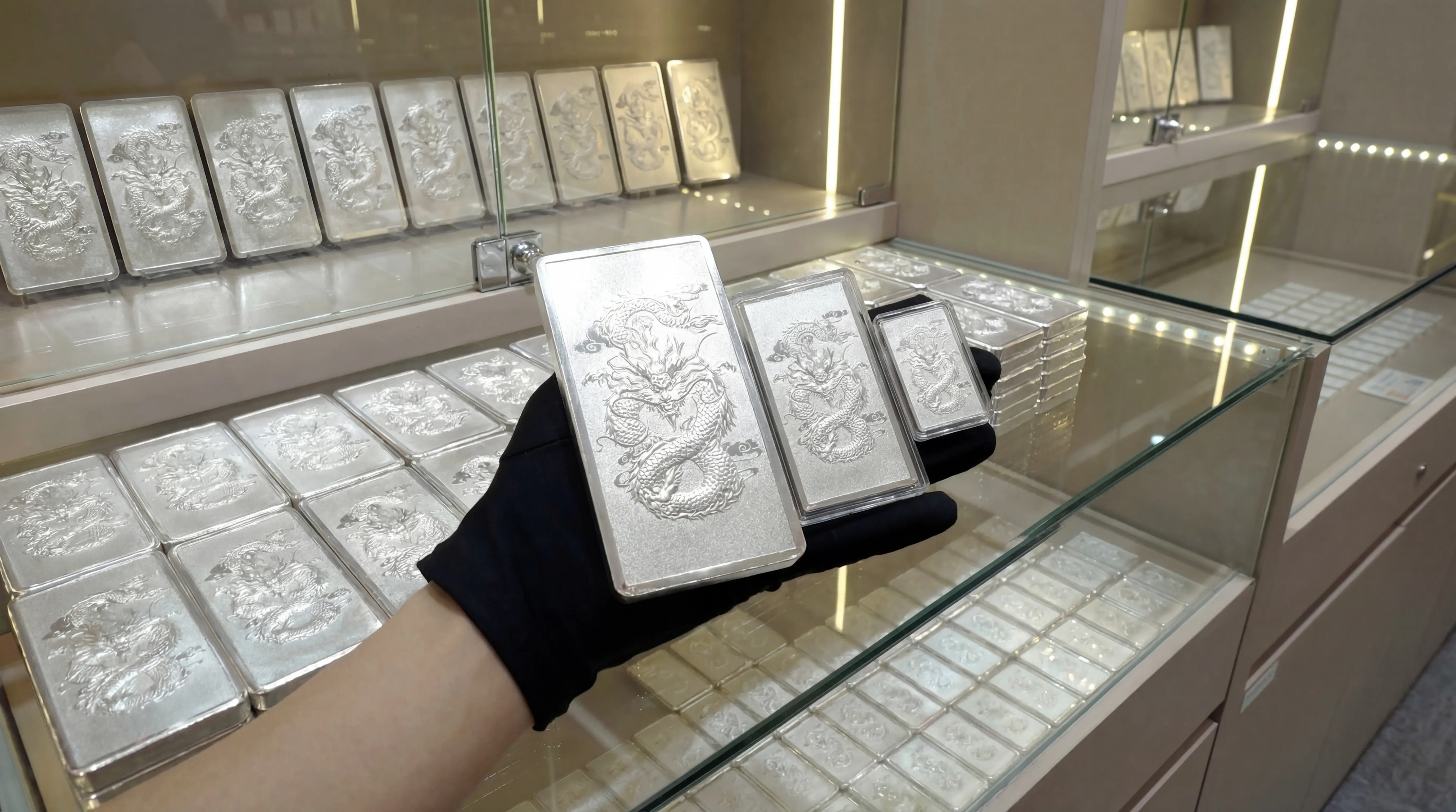 Đeo găng tay khi tiếp xúc với Ngân Long Quảng Tiến 1kg là cách bảo quản bạc chuyên nghiệp.