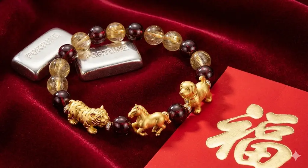 Sử dụng vòng tay hoặc charm vàng Tam Hợp là cách ứng dụng thông minh để kích hoạt may mắn và chiêu tài trong năm mới.