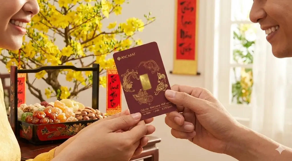 Thẻ vàng Ancarat trong BST Tứ Linh Hội Tụ là món quà lì xì hiếu nghĩa tặng cha mẹ