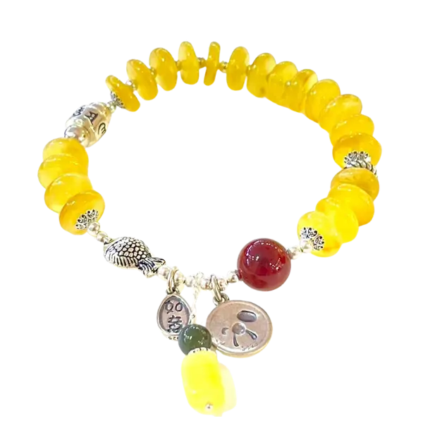 Vòng tay bạc cá chép mix hổ phách bình an