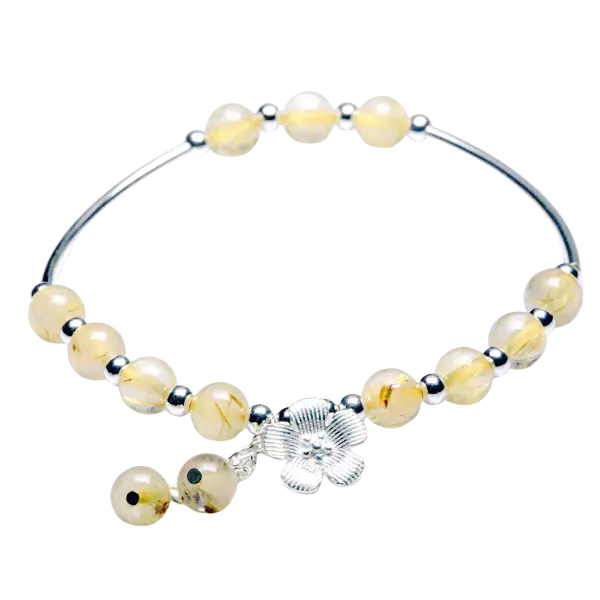 Vòng tay đá Thạch anh tóc vàng Hoa Mai