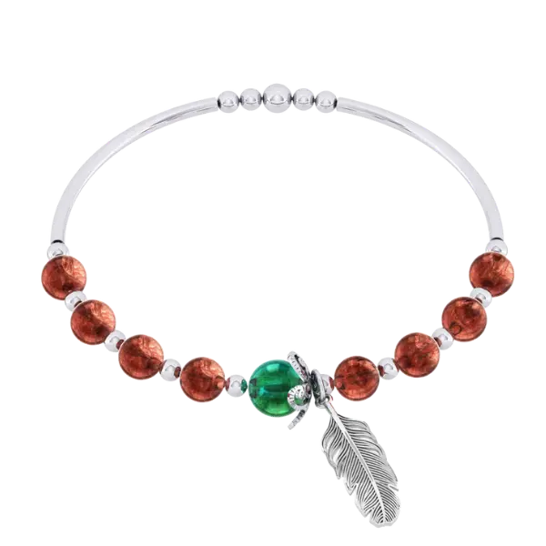 Vòng tay lông vũ ngũ hành nhiều hạt Mệnh hỏa