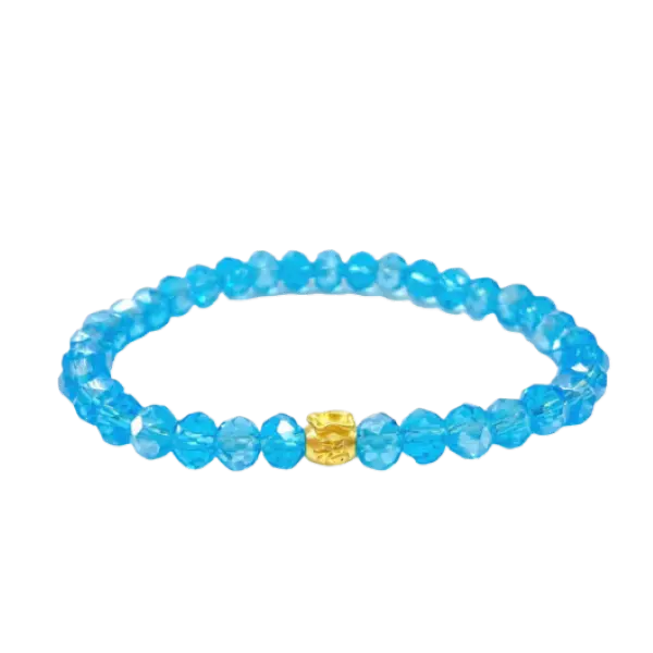 Vòng đá Pha lê mix Charm Vàng 24K Bao Tiền Chữ Phúc Size XS