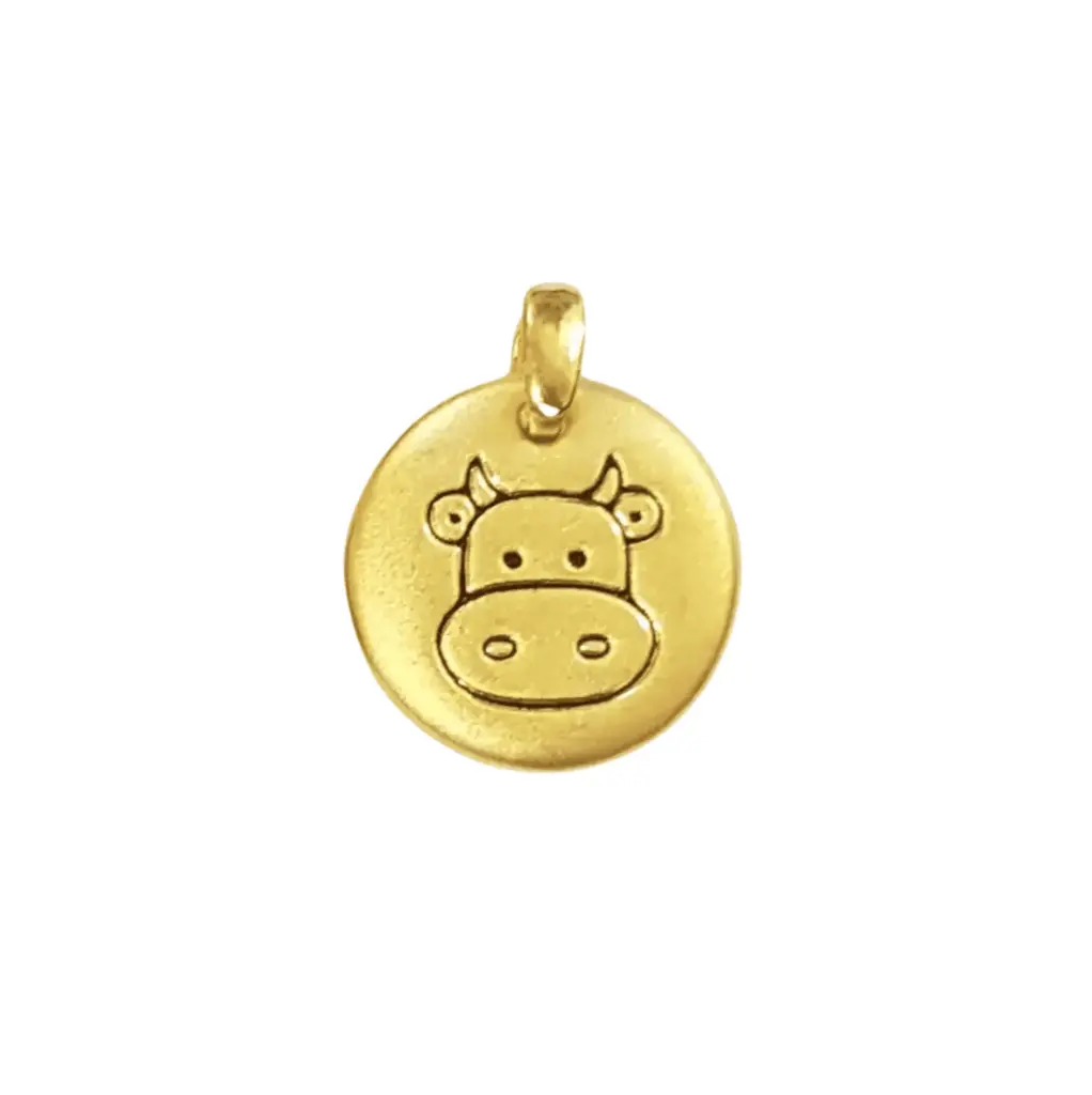 Mặt dây Vàng 24K Kim Sửu tròn Phong Thủy