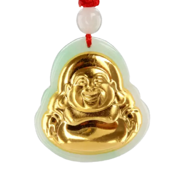 Mặt Ngọc Phỉ Thúy Dát Vàng Di Lặc Tài Lộc