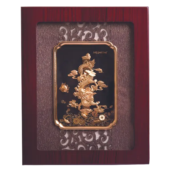 Tranh mạ vàng 24K – Kim Long Tụ Bảo