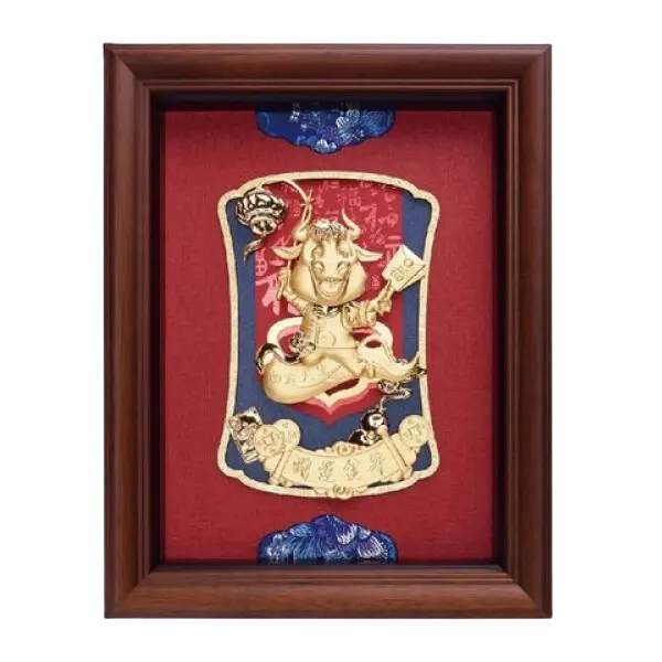 Tranh mạ vàng 24K Kim Sửu May Mắn