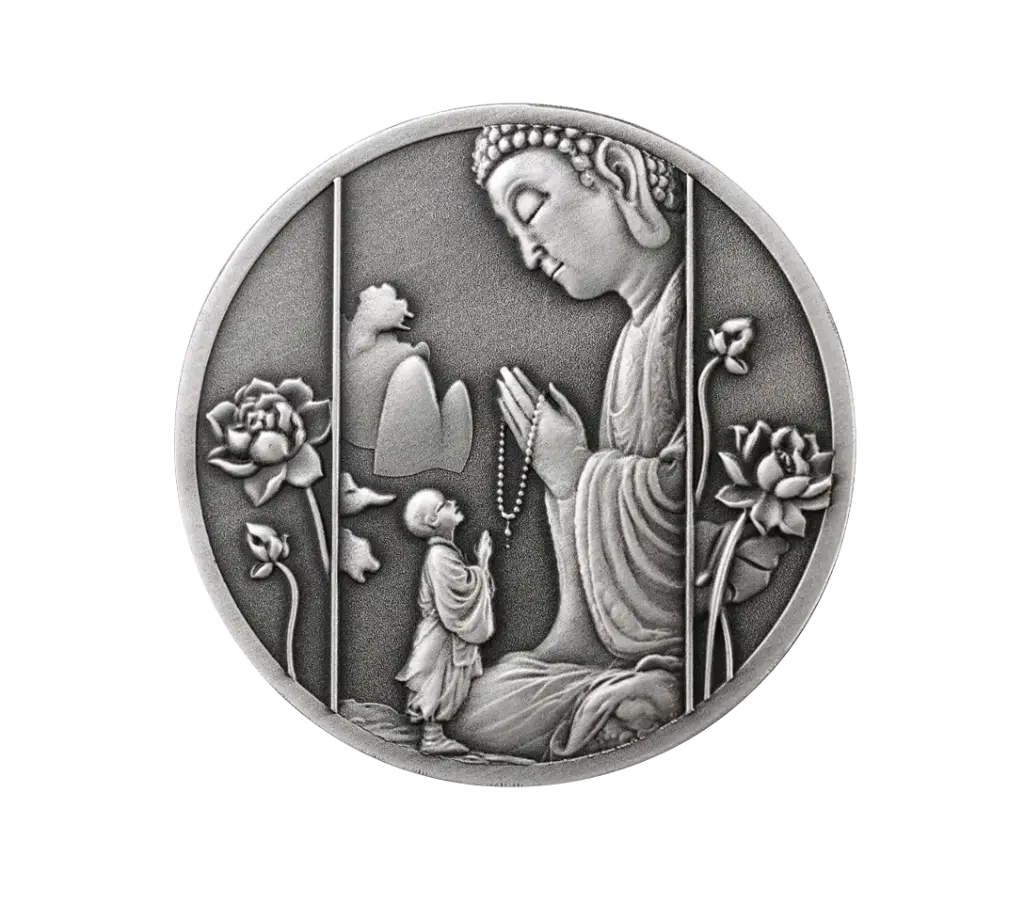 Phật Quang Phổ Chiếu .999 Antique Silver Coin - 1 Oz