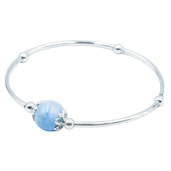 Vòng tay bạc đá Aquamarine mix bạc
