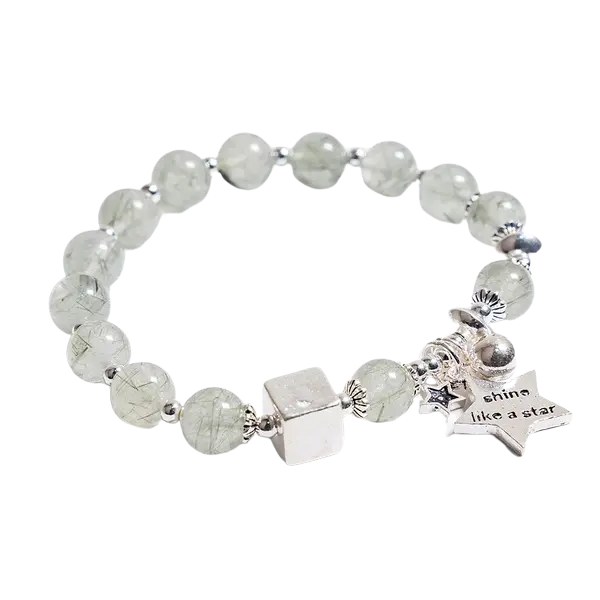 Vòng tay đá Thạch anh tóc mix ngôi sao bạc – Tình duyên