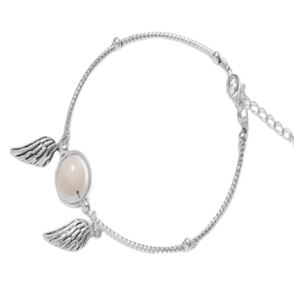 Vòng tay đá Thạch anh Trắng phối Đôi cánh bạc