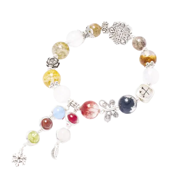 Vòng tay đá ưu linh phối charm bông tuyết