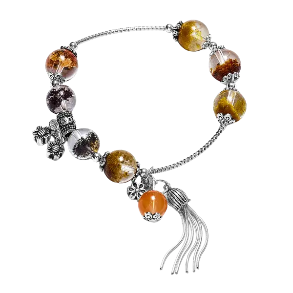 Vòng tay đá Ưu Linh xanh mix bạc