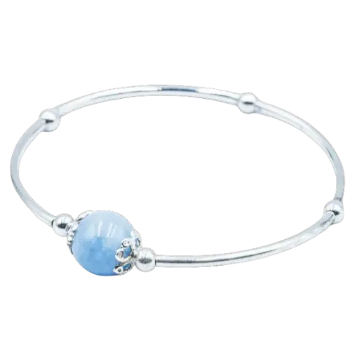 Vòng tay bạc đá Aquamarine mix bạc