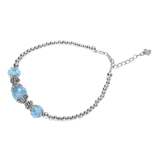 Vòng tay đá Aquamarine phối bi bạc