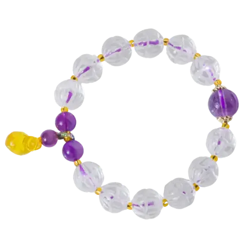 Vòng tay đá thạch anh tím mix thạch anh trắng