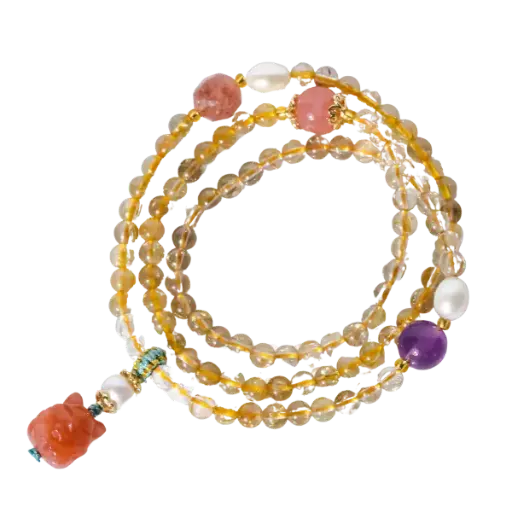 Vòng tay đá thạch anh tóc vàng mix hồ ly tình yêu