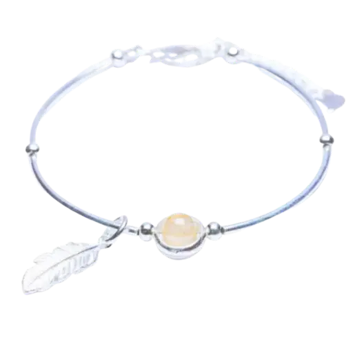 Vòng tay lông vũ ngũ hành 1 hạt mệnh Kim