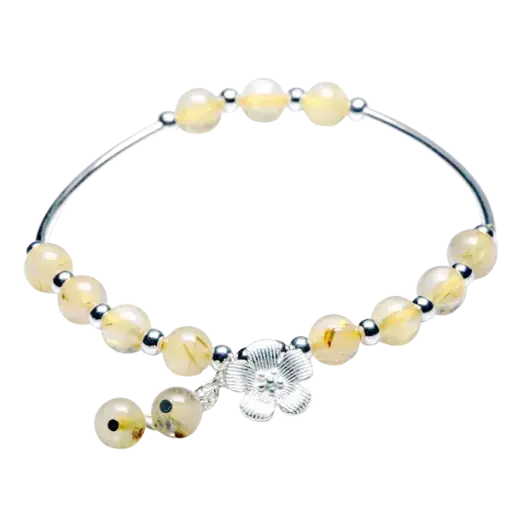 Vòng tay đá Thạch anh tóc vàng Hoa Mai