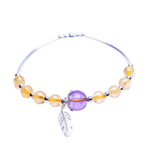 Vòng tay lông vũ ngũ hành nhiều hạt Mệnh kim