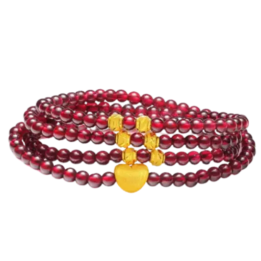 Trái tim vàng 24k hột bi khắc máy gắn vòng đá