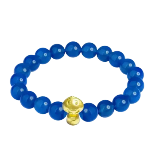 Vòng tay đá thạch anh xanh dương phối charm vàng con giáp Tỵ – May mắn