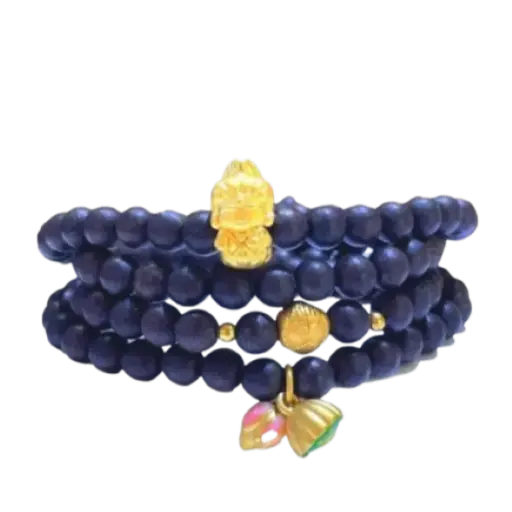 Vòng gỗ Trầm phối Mặt dây Búp sen Đài sen mix Phổ Hiền Bồ Tát