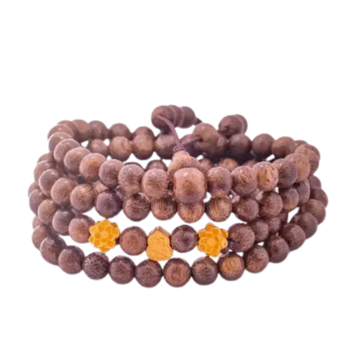 Vòng Trầm Tốc Vườn Mix Vàng 24k Hoa Sen Và Hồ Lô