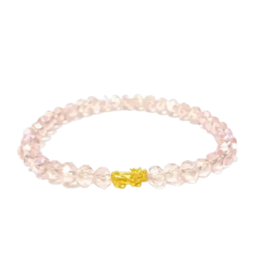 [AG9992.C014.457C] Vòng đá Pha lê Hồng mix Charm Vàng 24K Tỳ hưu tài lộc Size XS