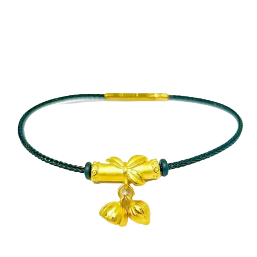 [AG9992.C051.023] Vòng dây Thép phối Charm rơi Vàng 24K búp sen đài sen