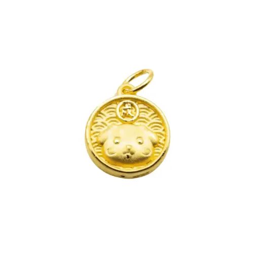 [AG9992.M011.158] Mặt Dây Vàng 24K Kim Tuất Bát Quái Đồ MS12