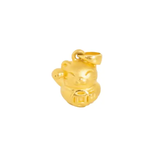 [AG9992.M013.027] Mặt Dây Vàng 24K Mèo Chiêu Tài Ôm Kim Tiền