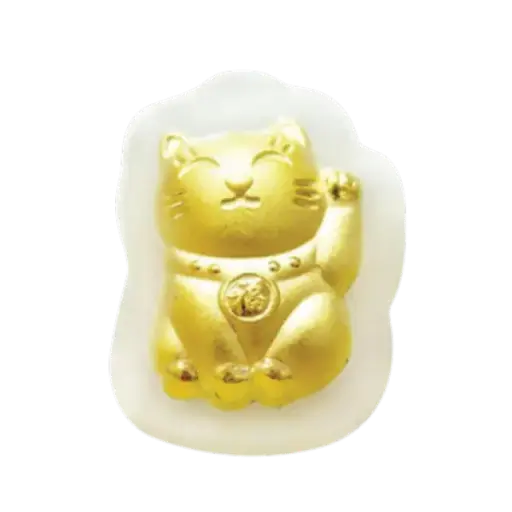 [AO9992.M013.002] Mặt Ngọc Phỉ Thúy Dát Vàng 24k Mèo Chiêu Tài