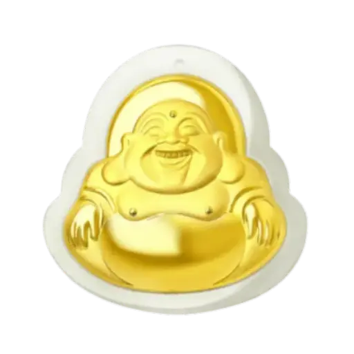 [AO9992.M052.002] Mặt Ngọc Phỉ Thúy Dát Vàng Di Lặc May Mắn