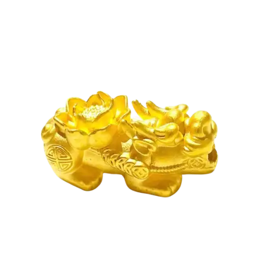 [AG9992.C014.331] Charm Vàng 24K Tỳ Hưu cõng hoa sen