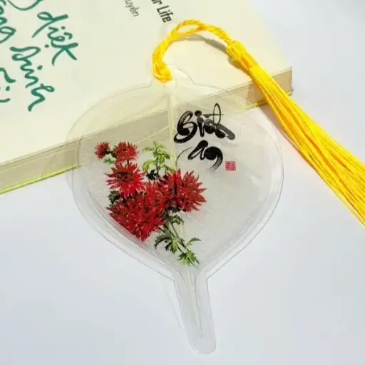 [ALBD2.Q252.00003A11] Lá Bồ Đề Thư Pháp Hoa Mẫu Đơn Bình An