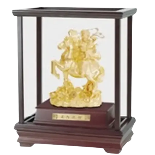 [AO9992.Q266.00060] Tượng mã vàng 24k Tài phú đề mã – Thành công – May mắn