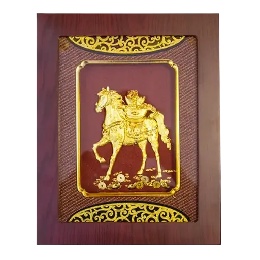 [AO9992.Q180.T003] Tranh Mạ Vàng 24K Tài Phú Đề Mã Thành Công