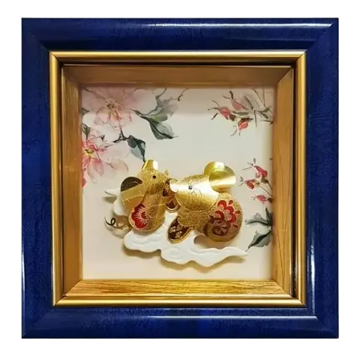 [AO9992.Q001.T004] Tranh Mạ Vàng 24K Kim Tý Mùa Xuân