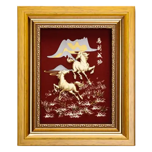 [AO9992.Q247.T001] Tranh mạ vàng 24K Tích tài hưng gia – Tài lộc – May mắn