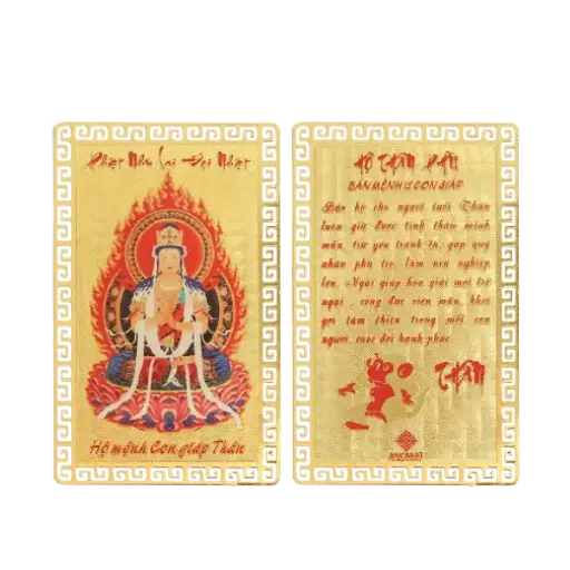 [AO9992.Q009.B002] Hộ Thân Phù mạ vàng Bản Mệnh Tuổi Thân