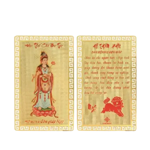 [AO9992.Q007.B002] Hộ Thân Phù mạ vàng Bản Mệnh Tuổi Ngọ