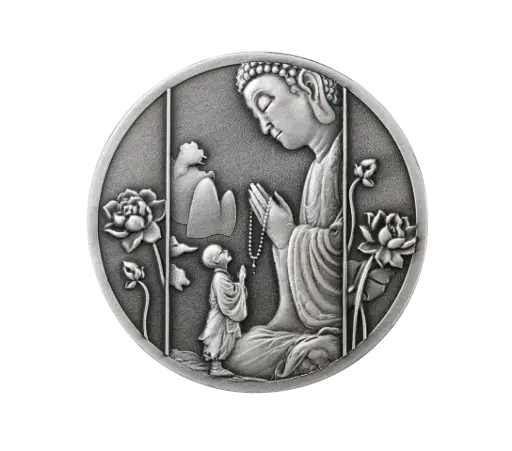 [BM25] Phật Quang Phổ Chiếu .999 Antique Silver Coin - 1 Oz